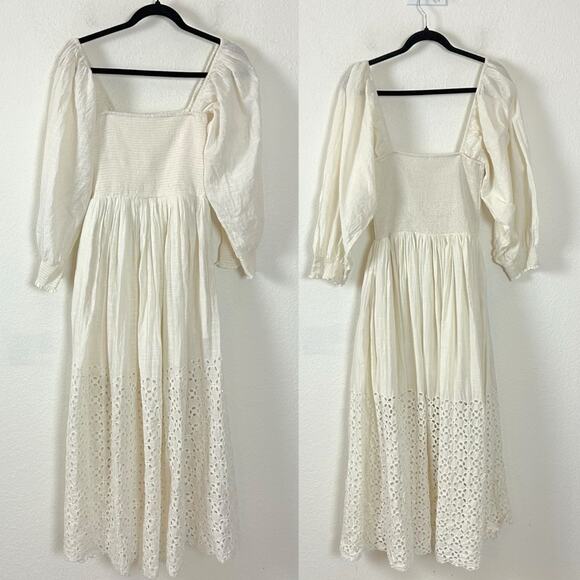 Free People Ethereal Dainty Perfect Storm Midi Dress Ivory Cream Large Cottage - Picture 13 of 16